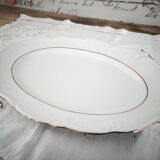 Oval porcelain plate with double gold line, hand-painted.