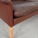 Brown leather sofa, Danish design, 1960s