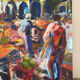 Le marché à Chypre, huile à couteau,  signé Alex Khattab