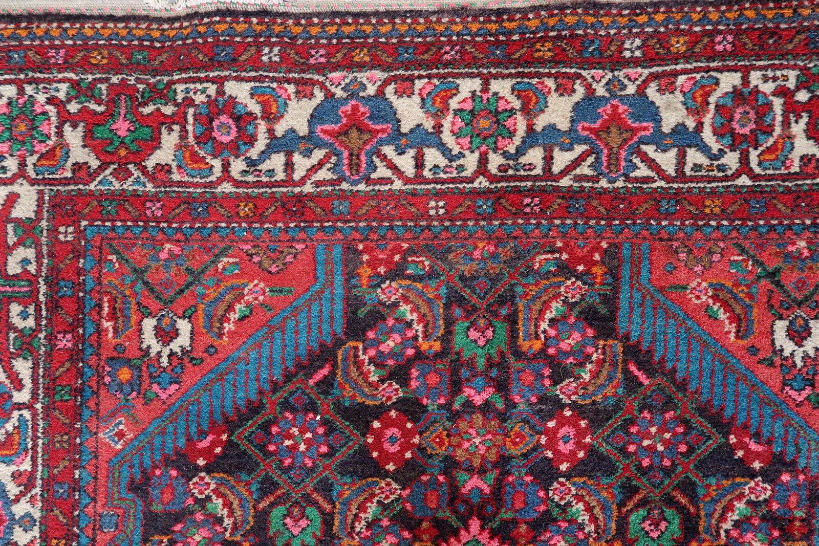 Handmade vintage Persian Malayer rug 129cm x 219cm 1960s