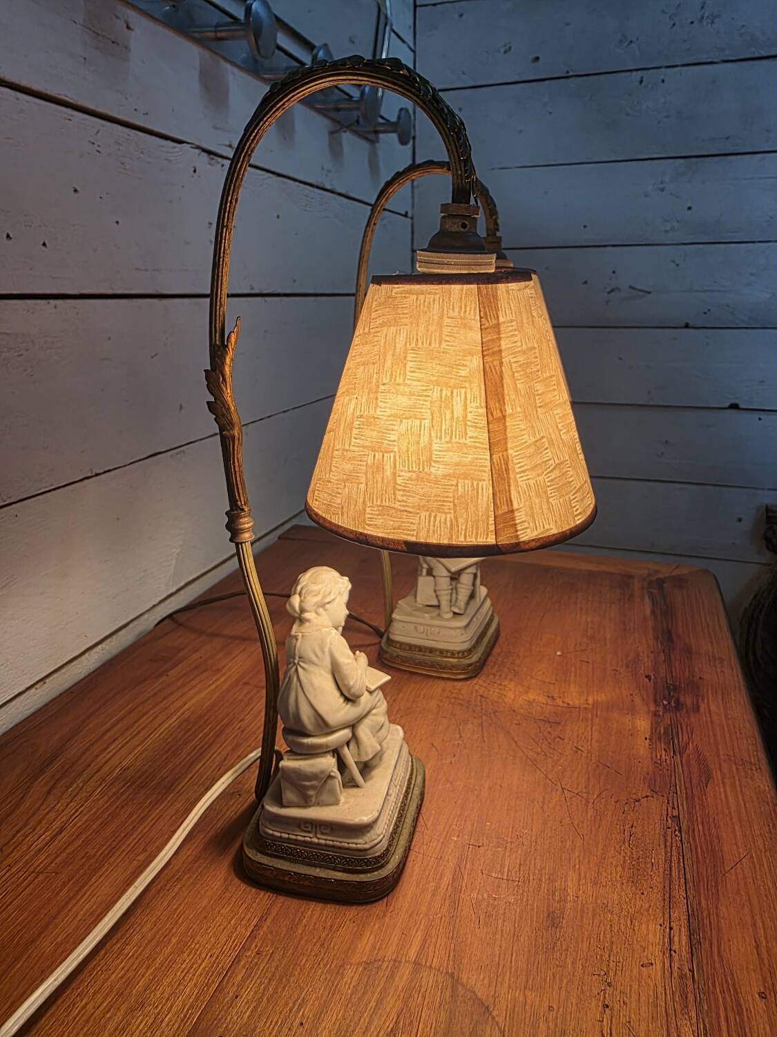 Pair of Louis XVI style bedside lamps, late 19th century