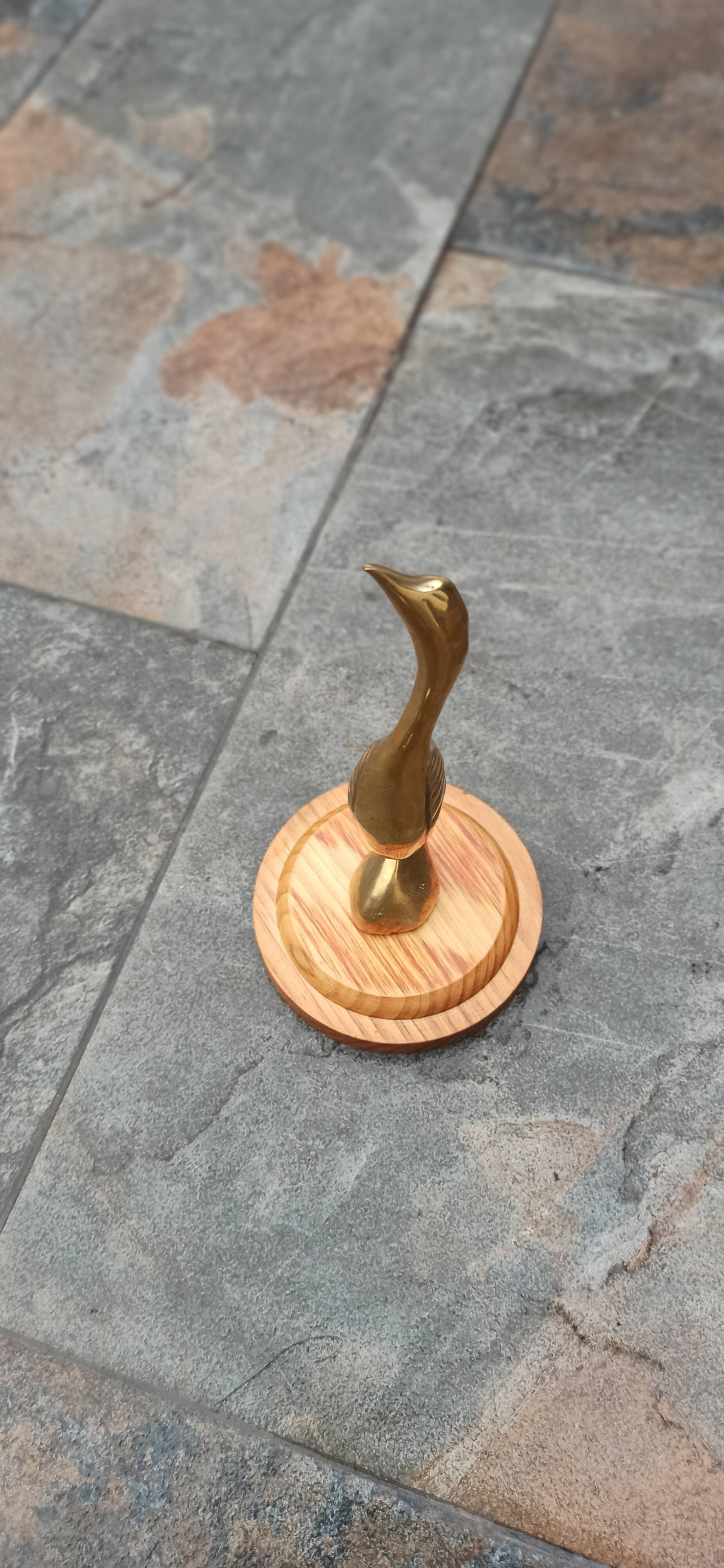 Cormoran vintage en laiton sur socle