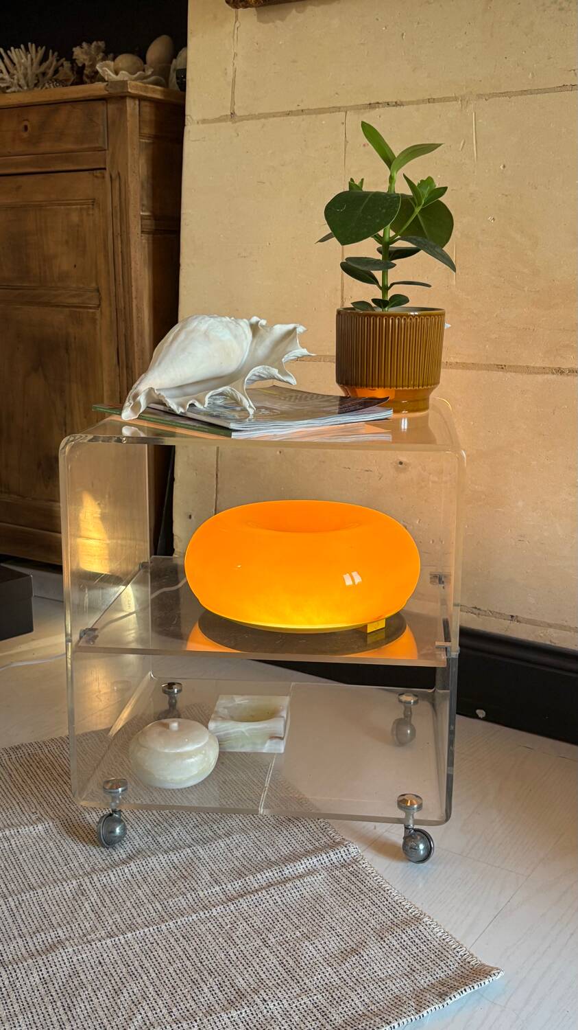 Vintage 70s plexiglass cube side table