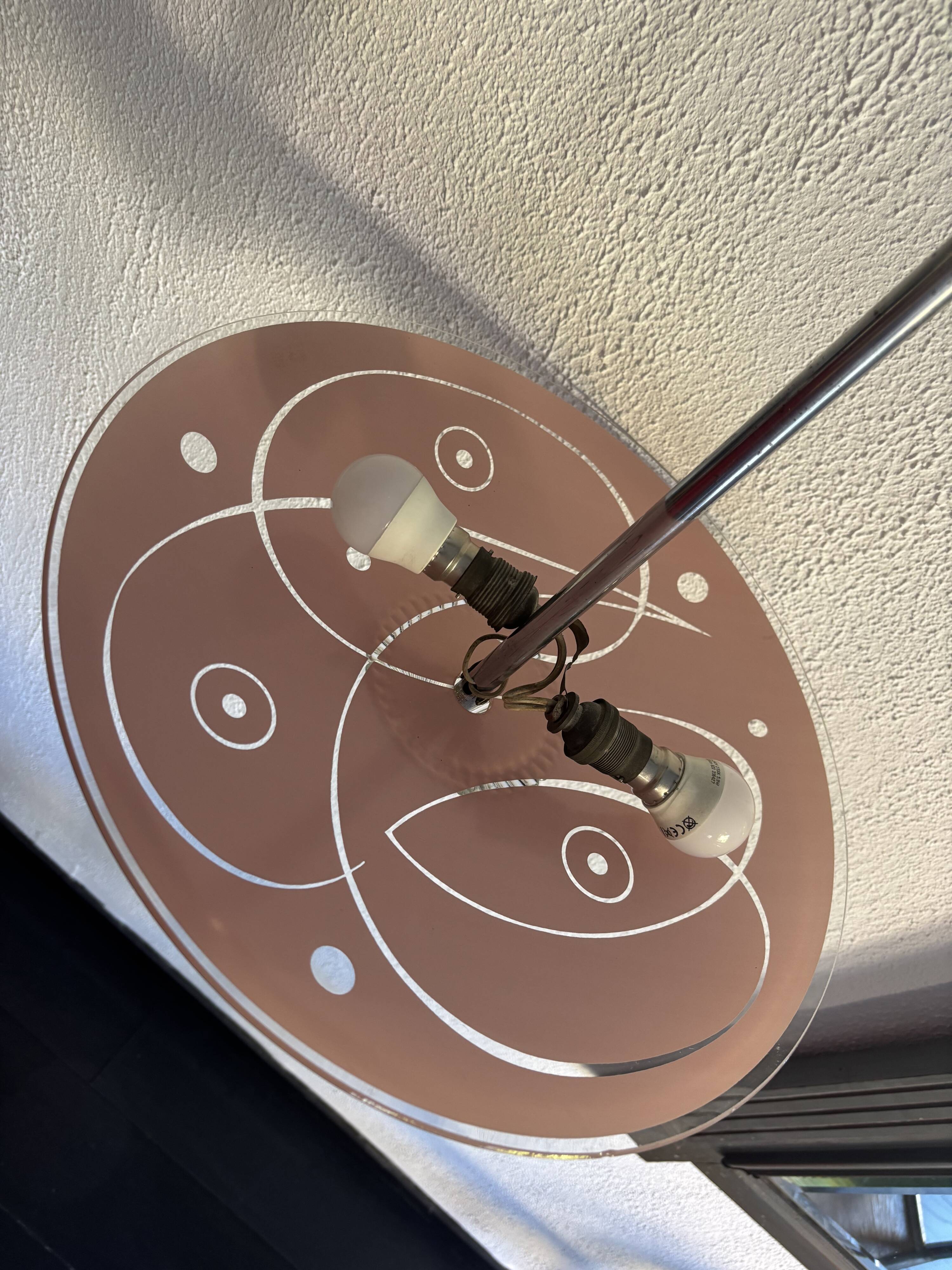 Vintage 1950s pink glass dome ceiling light - 39 x 40 cm