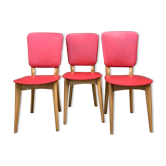 Ensemble de 3 chaises en skaï 70's