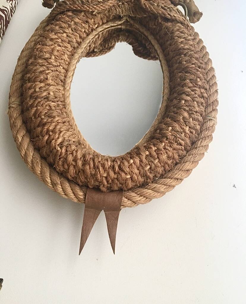 Mirror with rope and hemp from the 1960s.