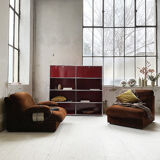 Pair 70s brown velvet armchairs