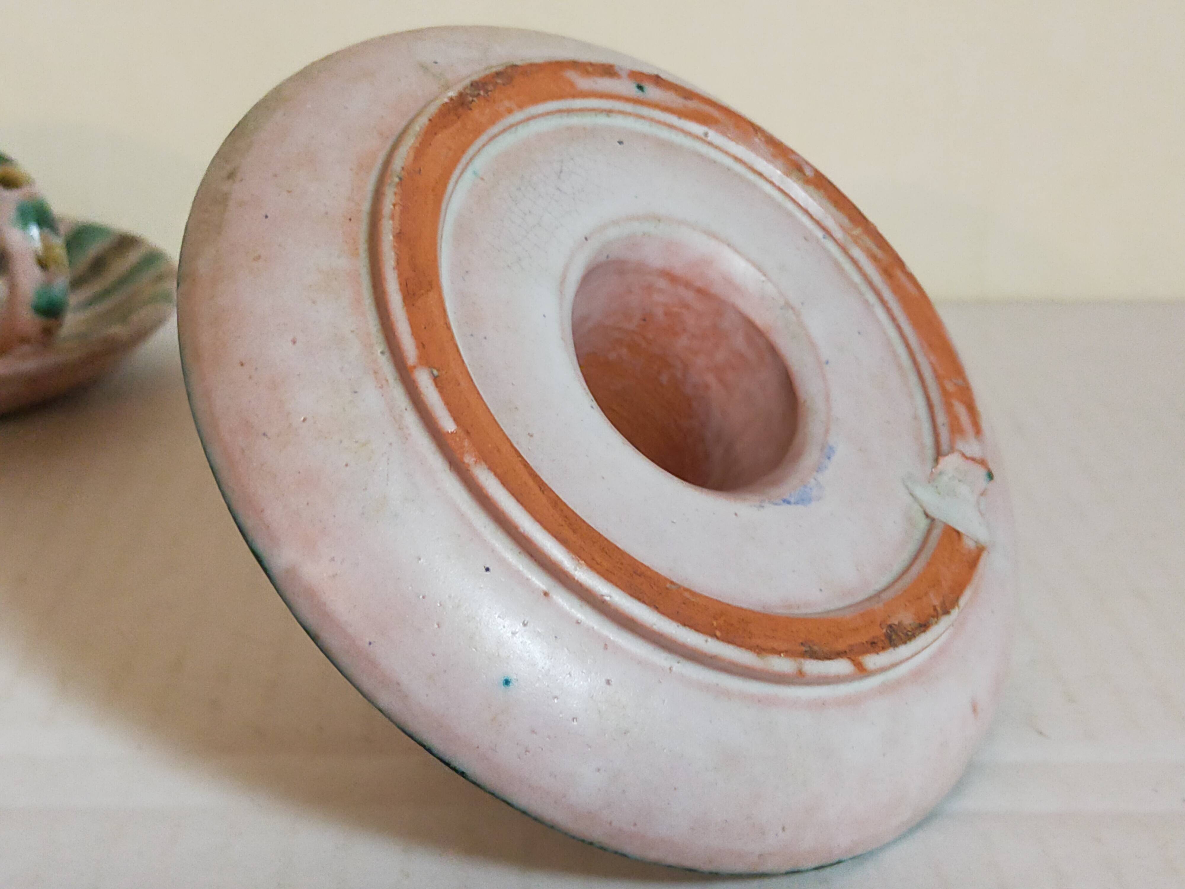 Duo of 50s ceramic hand candle holders