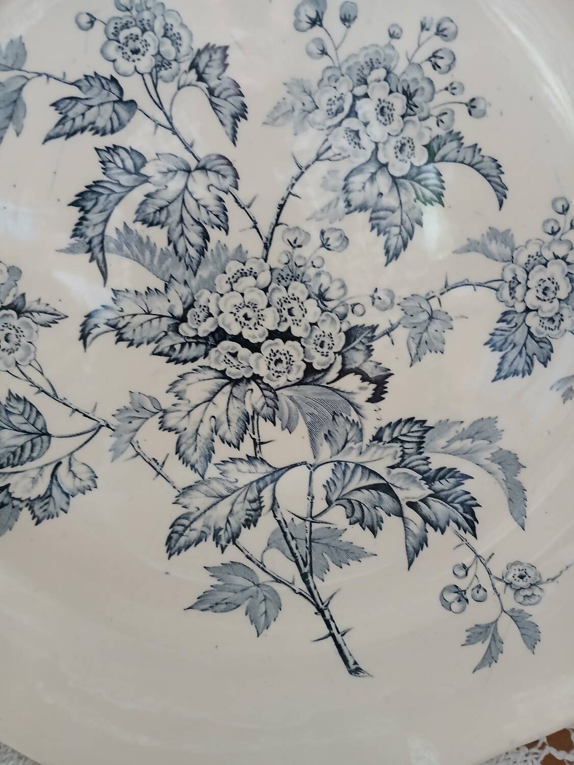 Large round antique ironstone dish