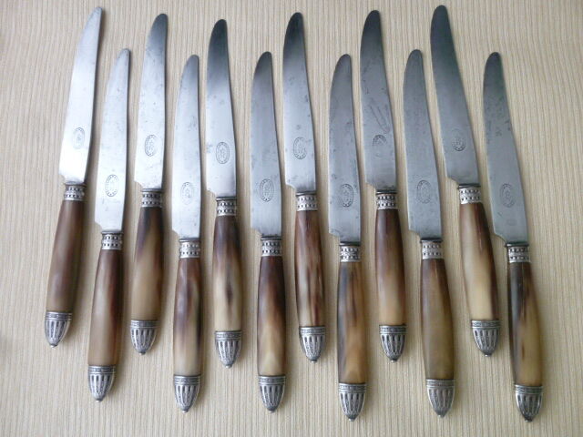Box of 12 old table knives and 12 cheese knives Superior cutlery AB
