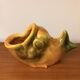 Saucière poisson Vallauris en faïence orange et vert vintage 60s/70s