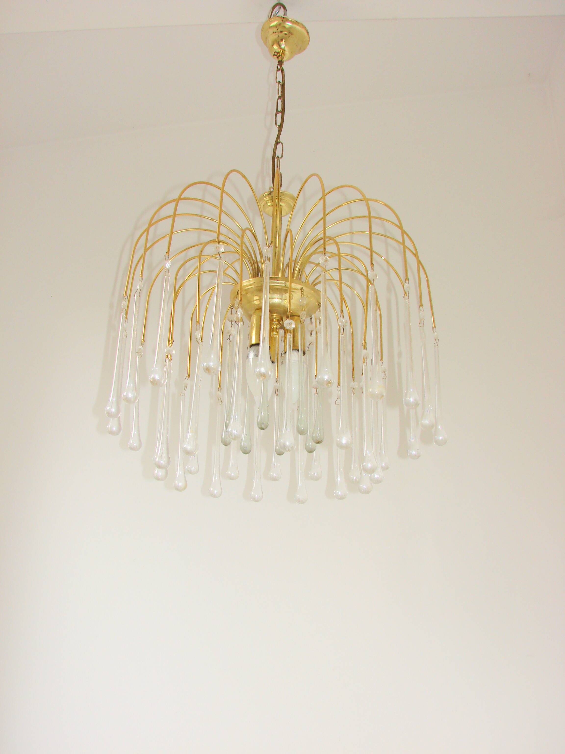 Paolo Venini-style pendant lamp – brass-plated,