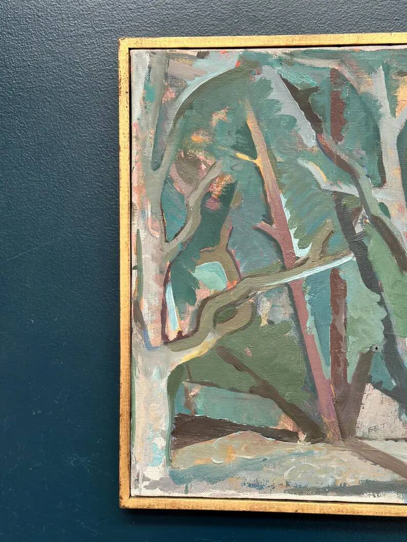 Original Swedish Oil on Canvas – “Forest” by Thure Lindskoog – Signed – Vintage & Framed – 44 × 32 cm (17.3" × 12.6")