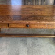 Rustic farmhouse antique coffee table made of solid oak with 1 drawer 50.