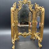 Miroir Triptyque, Bronze Doré, vers 1900.