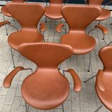 10x armchairs with arms, series 7 Butterfly Fritz Hansen by Arne Jacobsen in Cognac leather, in perfect condition.