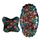 Two vintage enamelled copper tidies