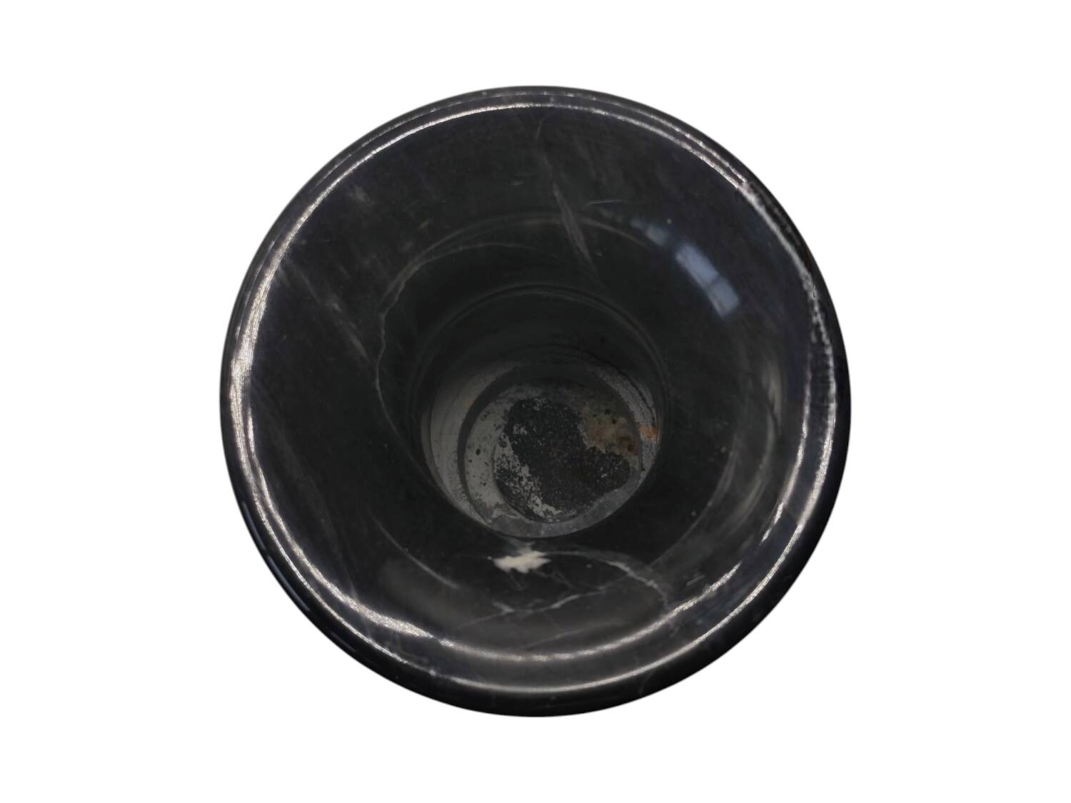 Vintage 1970s Italian Black Marble Vase – Natural Ochre Veining Accent