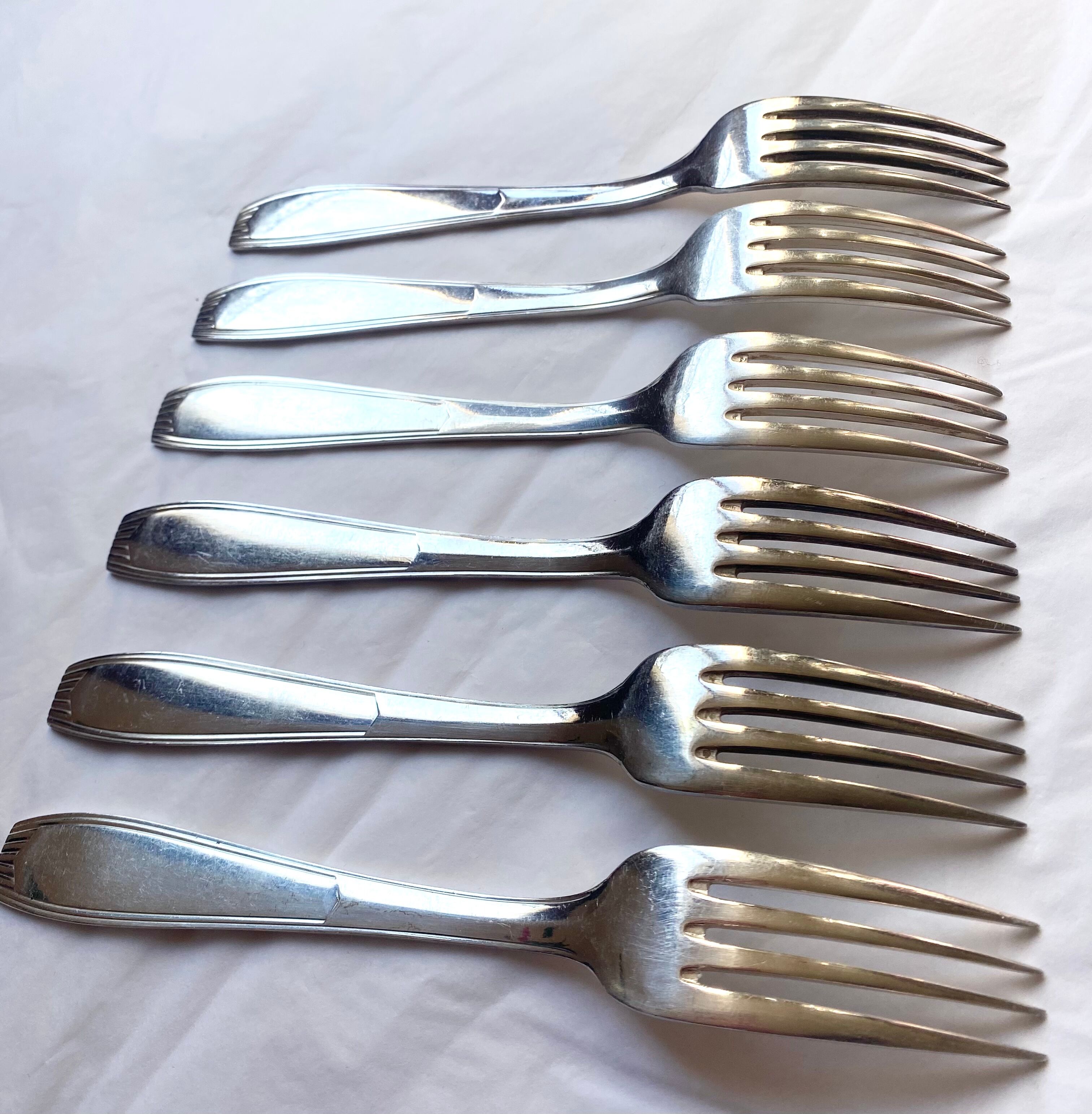 Christofle cutlery set - 11 fourchettes de table et 11 cuillères à soupe - Art déco - Métal argenté