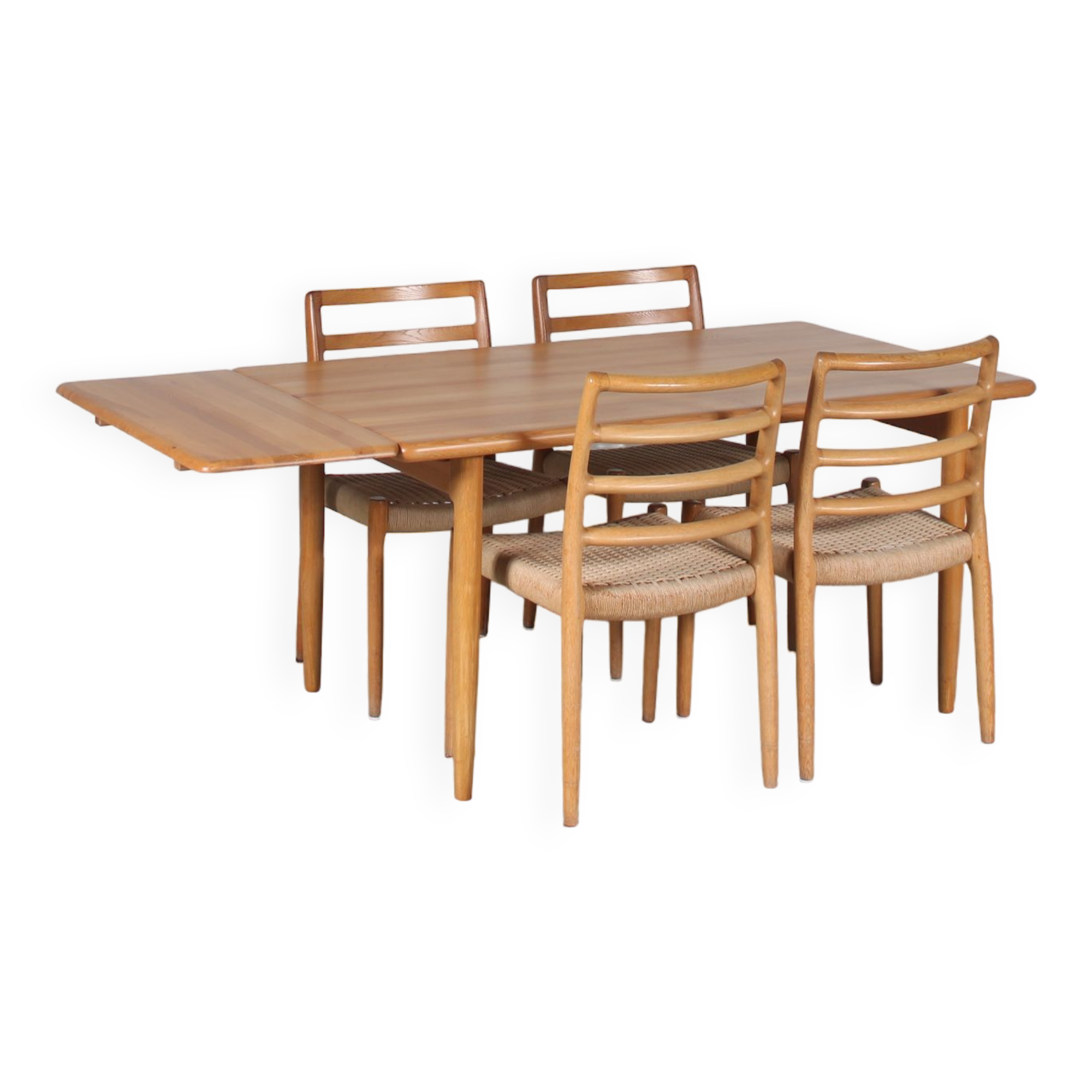 1970s Oak wooden dining set by Moller, Denmark