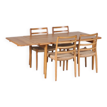 1970s oak dining room set by Moller, Denmark