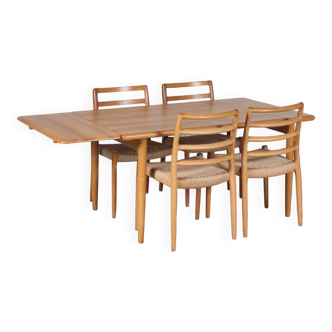 1970s Oak wooden dining set by Moller, Denmark