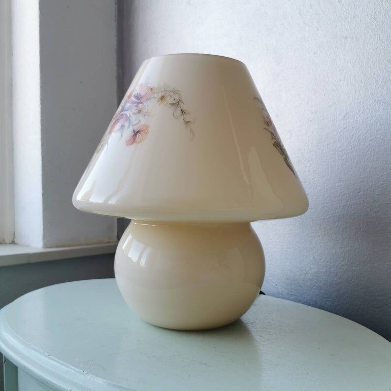 Super beautiful glass glass mushroom table lamp 70s