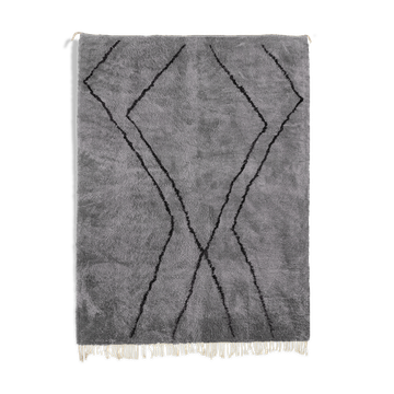 Tapis marocain moderne gris art contemporain 300x430cm