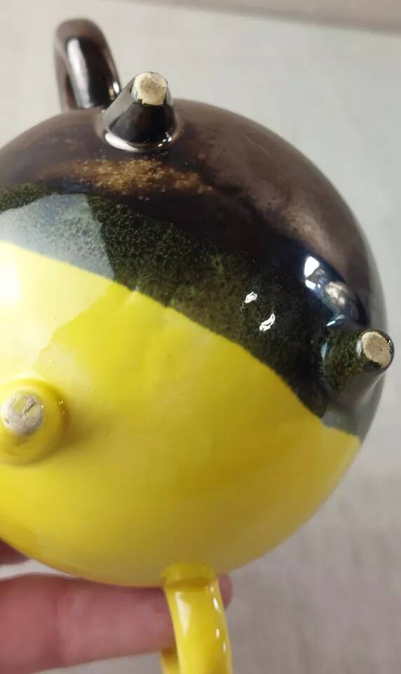 Antique sugar bowl, two-tone ceramic, Luc Lucchesi, from Vallauris