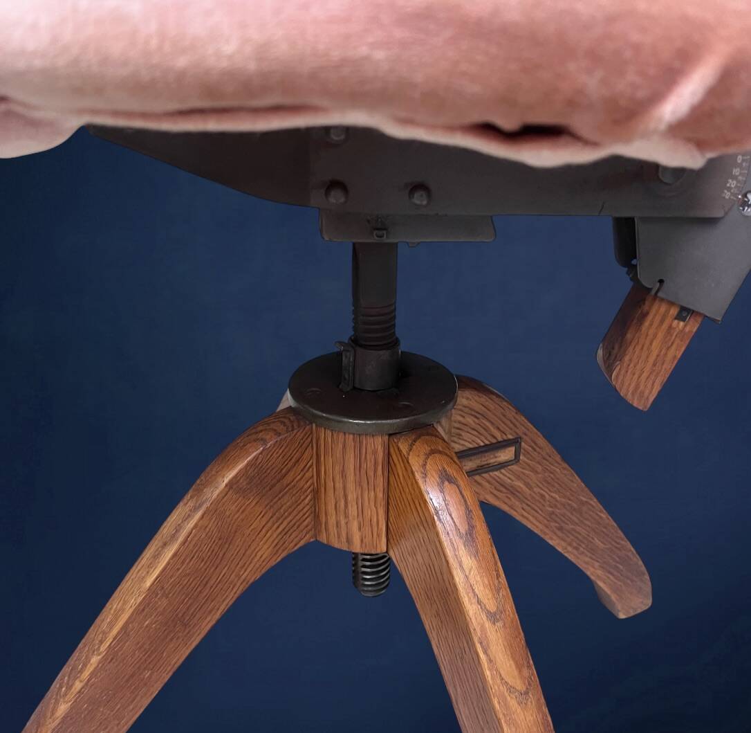 Swedish adjustable office chair Åtvidabergs in wood and metal, 1930s