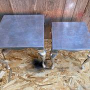 Pair of Louis XV Style Nesting Coffee Tables in Vintage Polished Aluminum