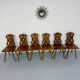 Set of 6 Alsatian double heart chairs in solid oak, early 20th century