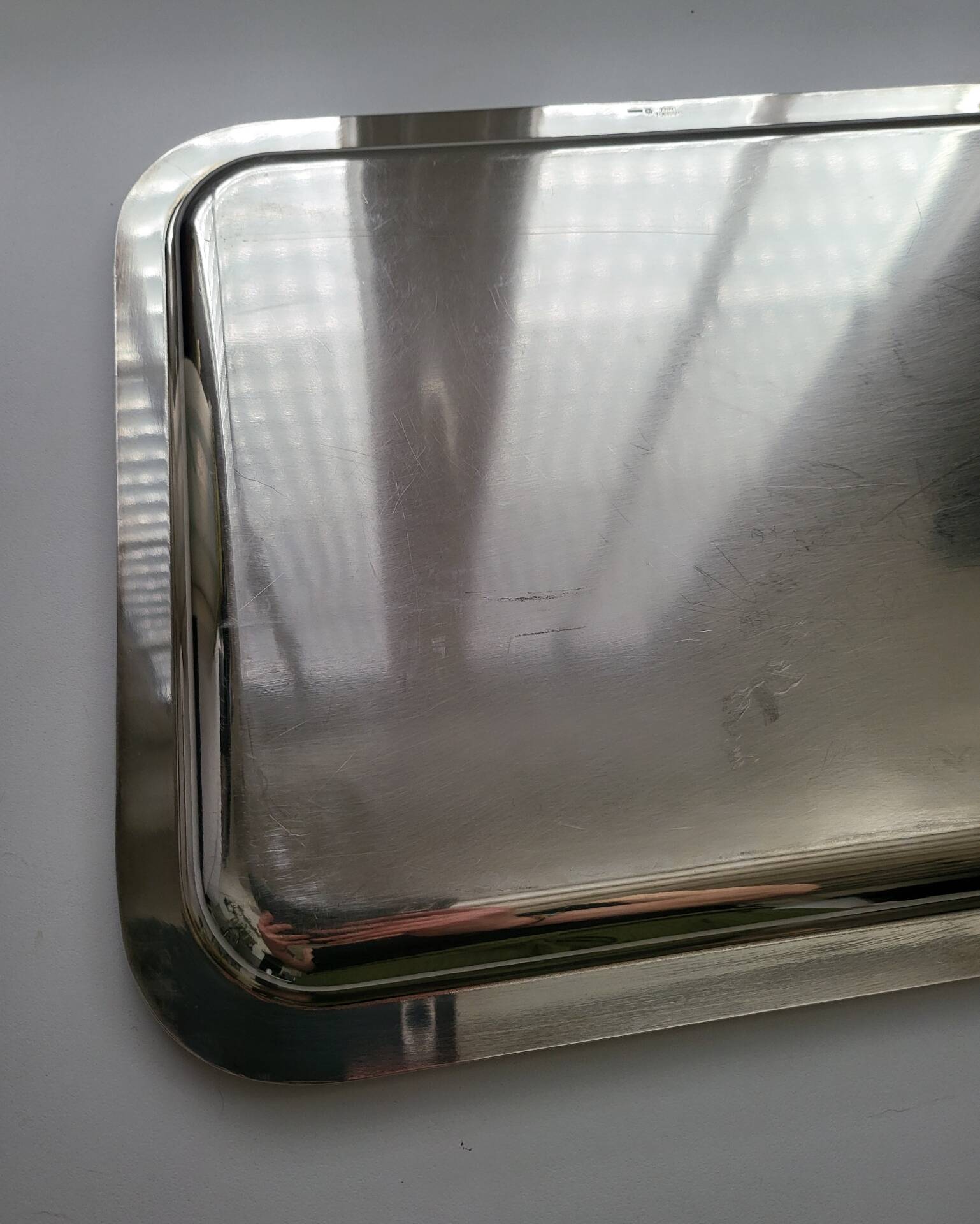 Large silver-plated metal serving platter Christofle Gallia collection