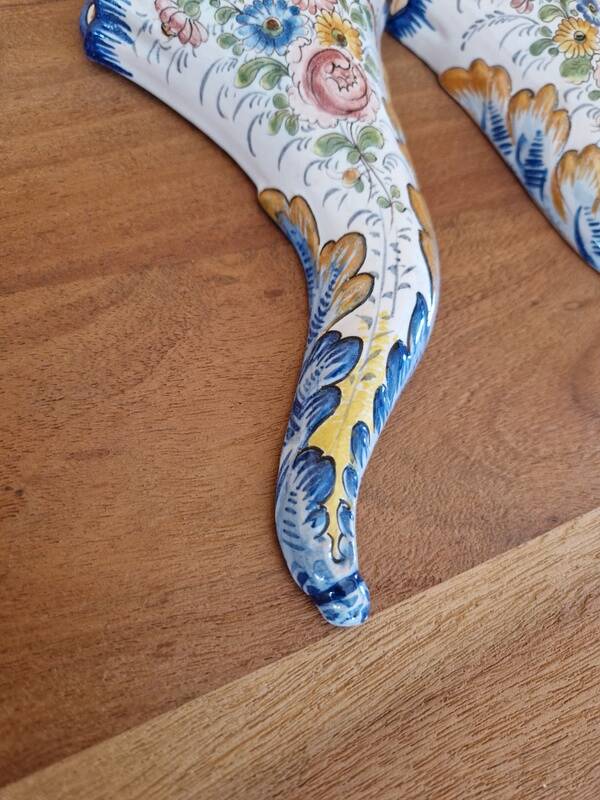 Pair of bouquet holders in Nevers earthenware - By Marest Frères