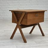 1970s, Scandinavian side table with drawer, solid oak wood, teak wood.