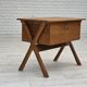 1970s, Scandinavian side table with drawer, solid oak wood, teak wood.