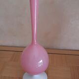 Pink opaline vase white base