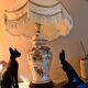 Very large ceramic lamp from Gien with a beautiful lampshade.