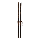 Paire de skis anciens noirs en bois 215 cm