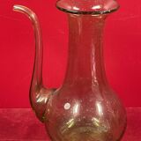 Carafe design, verseuse en verrerie de biot vert verre vintage