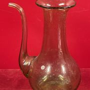 Design decanter, pourer in glassware of biot green vintage glass