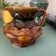 Large vintage brown caramel ceramic jug - Sarreguemines Model