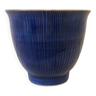 Handcrafted blue teacup