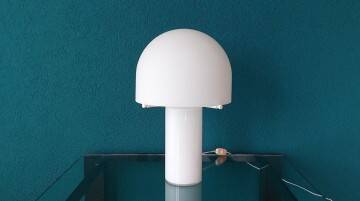 Glass Mushroom Table Lamp by Glashutte Limburg