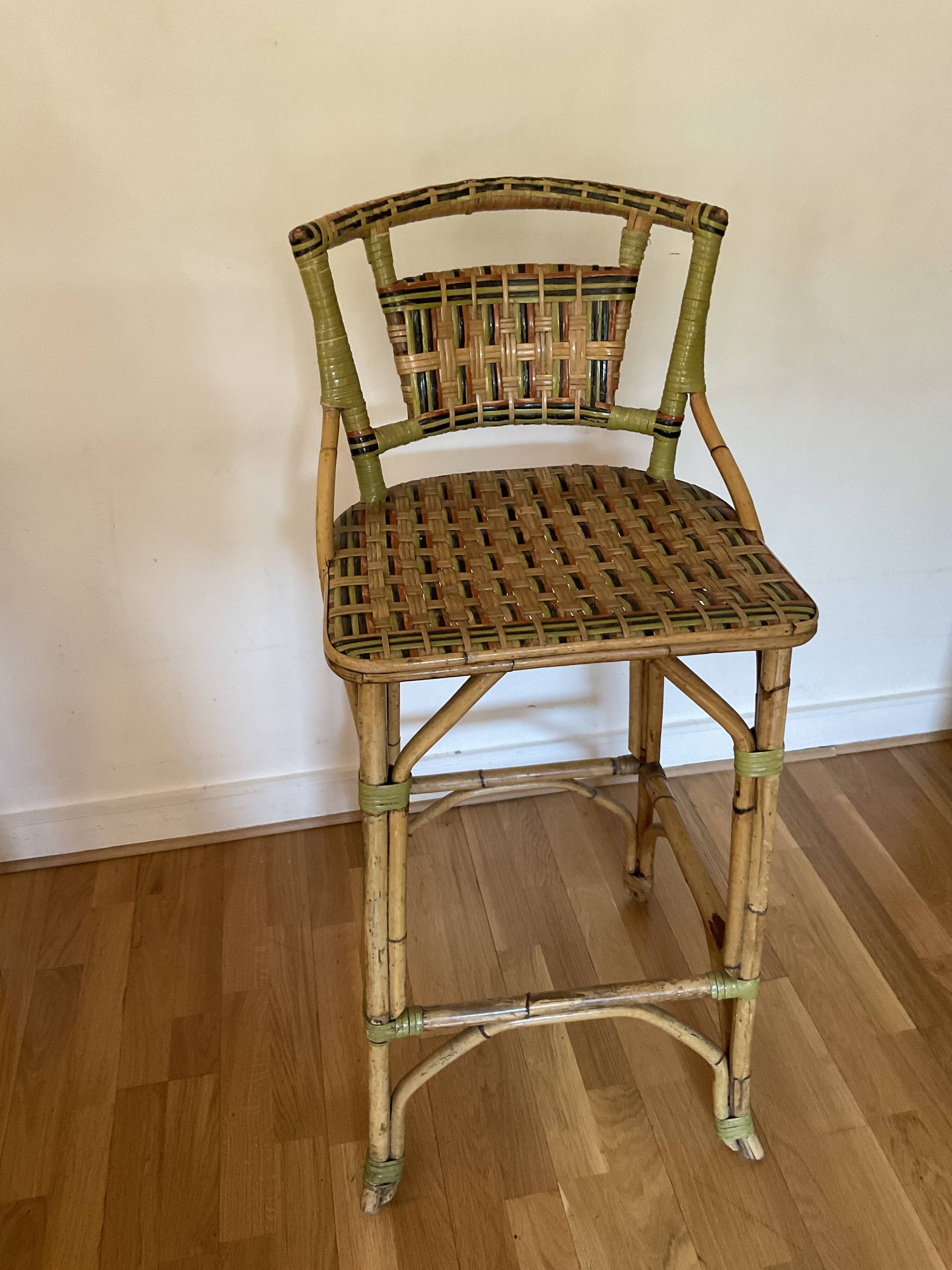 Rattan and bamboo stool