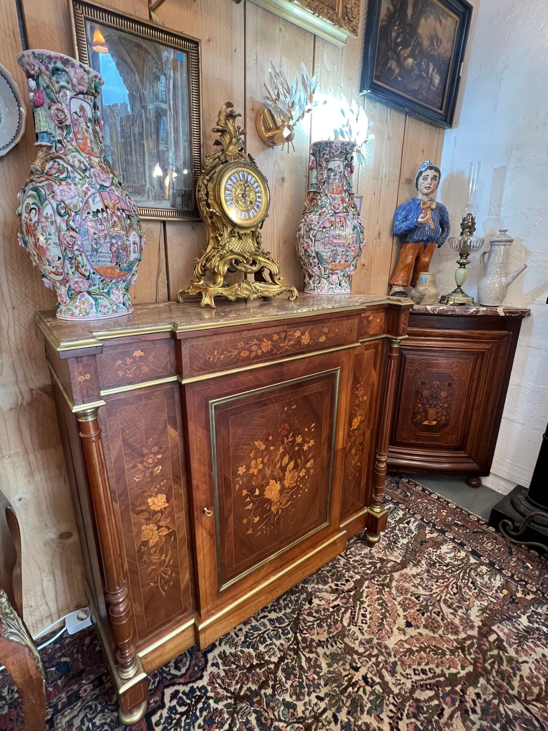 Napoleon III sideboard, rosewood and floral marquetry, 19th century