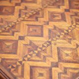Table de nuit artisanale marqueté style parquet, table de chevet art déco style