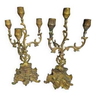Antique 4-flame candlesticks