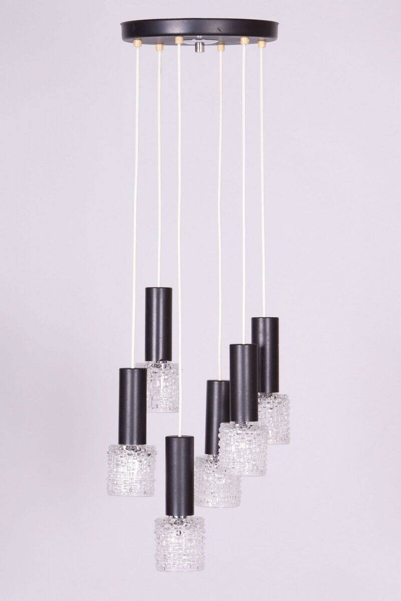 Mid-Century Chandelier in Steel by Elektroinstala Jílové, Czech, 1960s