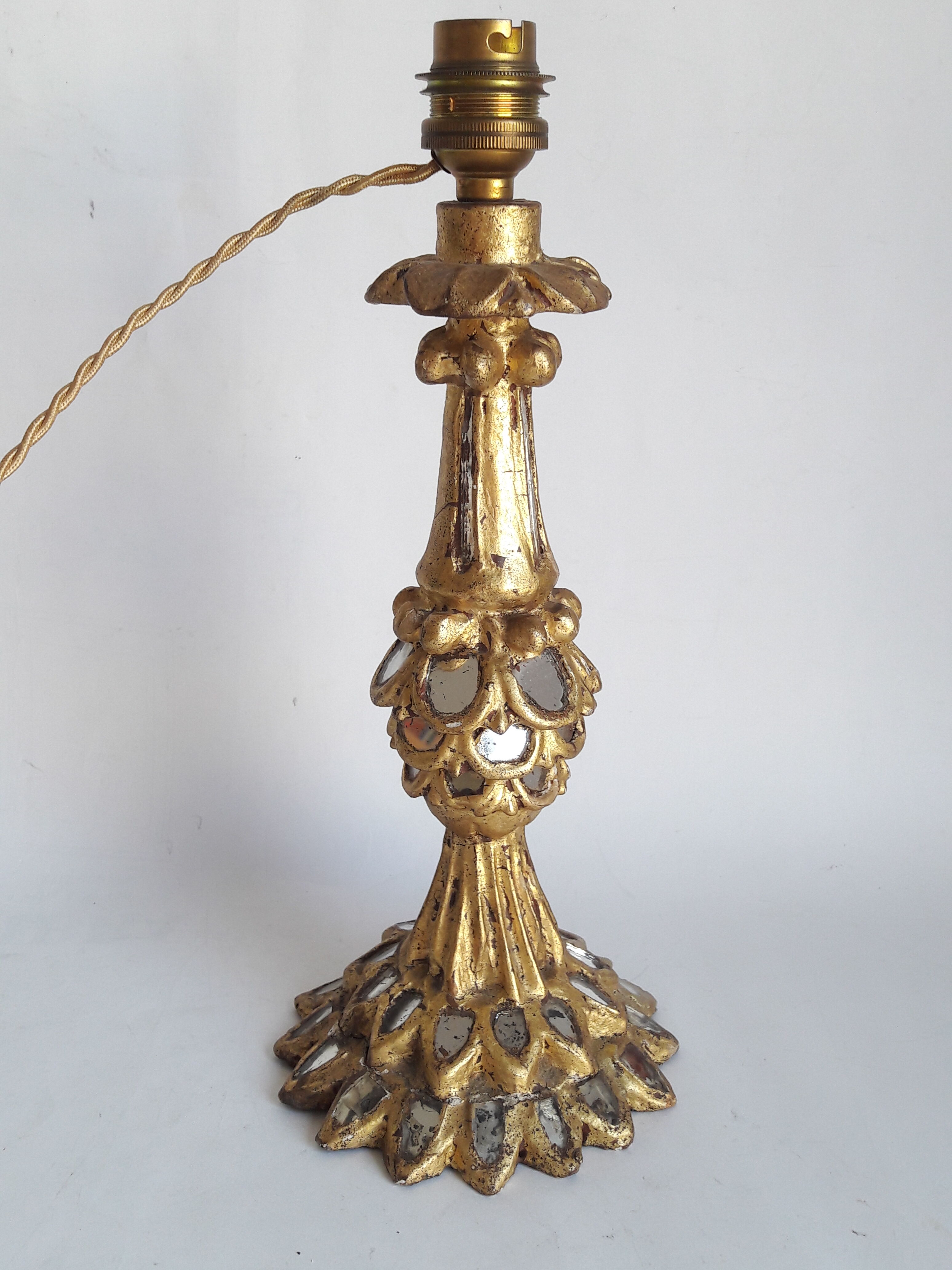 Lamp foot gilded wood